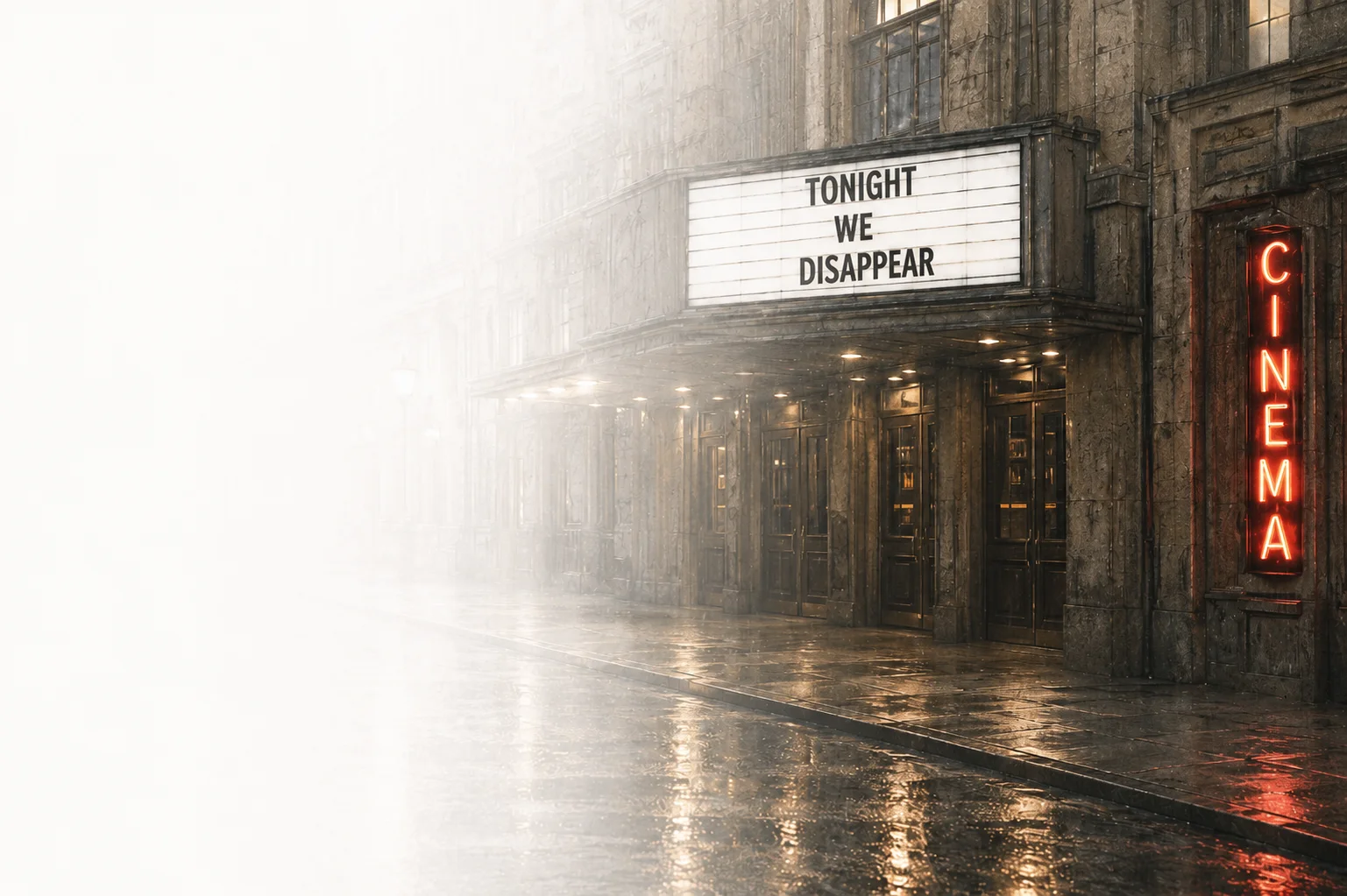 Cinema marquee fog